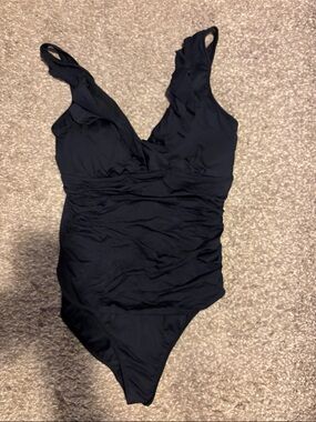 Ralph Lauren Black V‑Neck One‑Piece Swimsuit